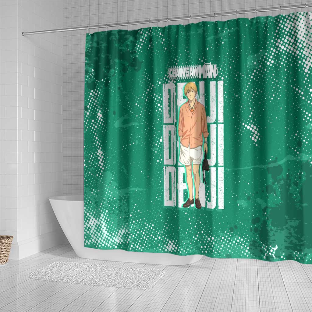 Denji Chainsaw Man Shower Curtain Urban Grunge Halftone Style