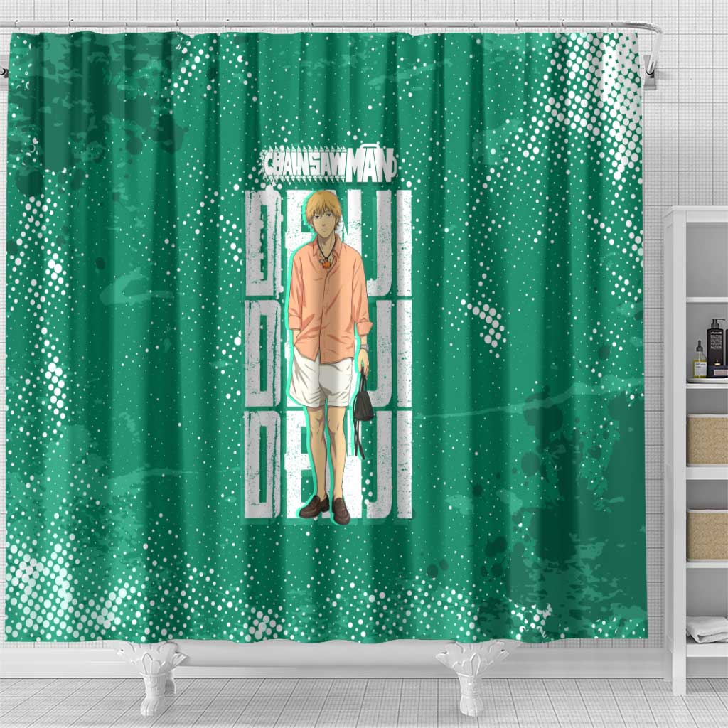 Denji Chainsaw Man Shower Curtain Urban Grunge Halftone Style