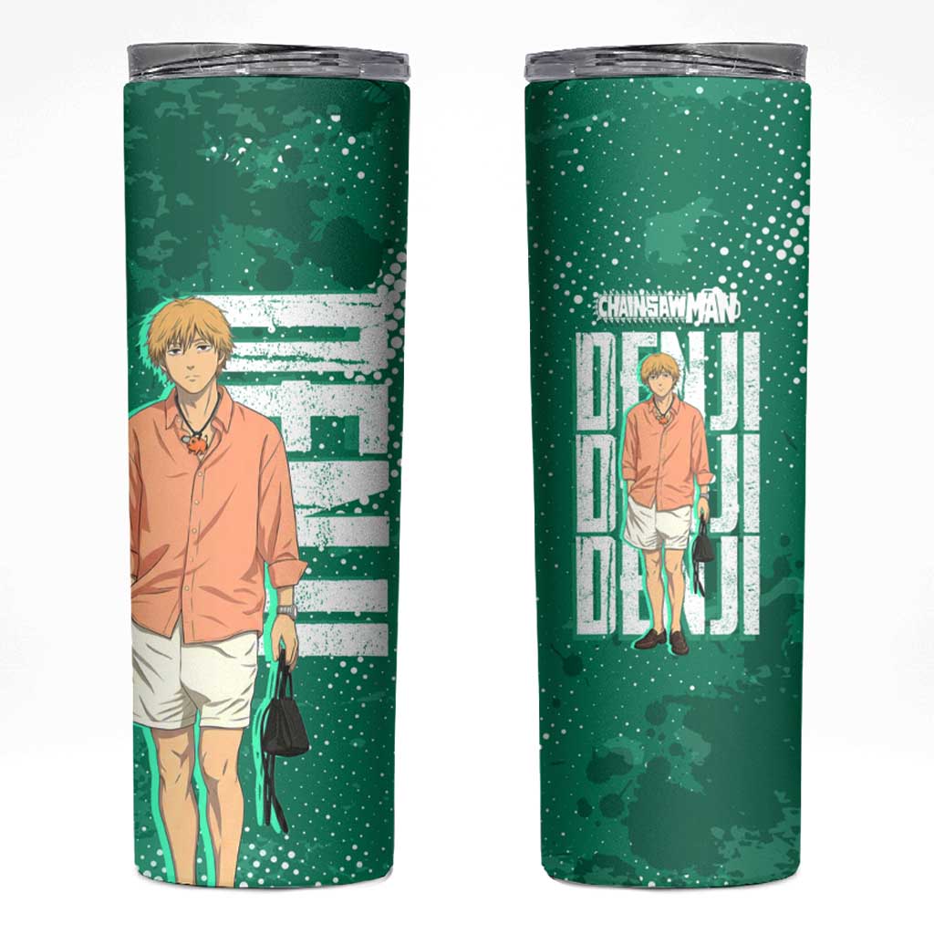 Denji Chainsaw Man Skinny Tumbler Urban Grunge Halftone Style