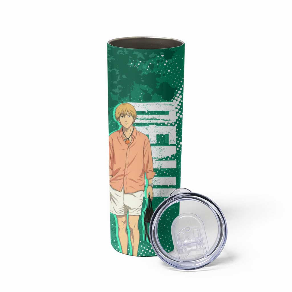 Denji Chainsaw Man Skinny Tumbler Urban Grunge Halftone Style
