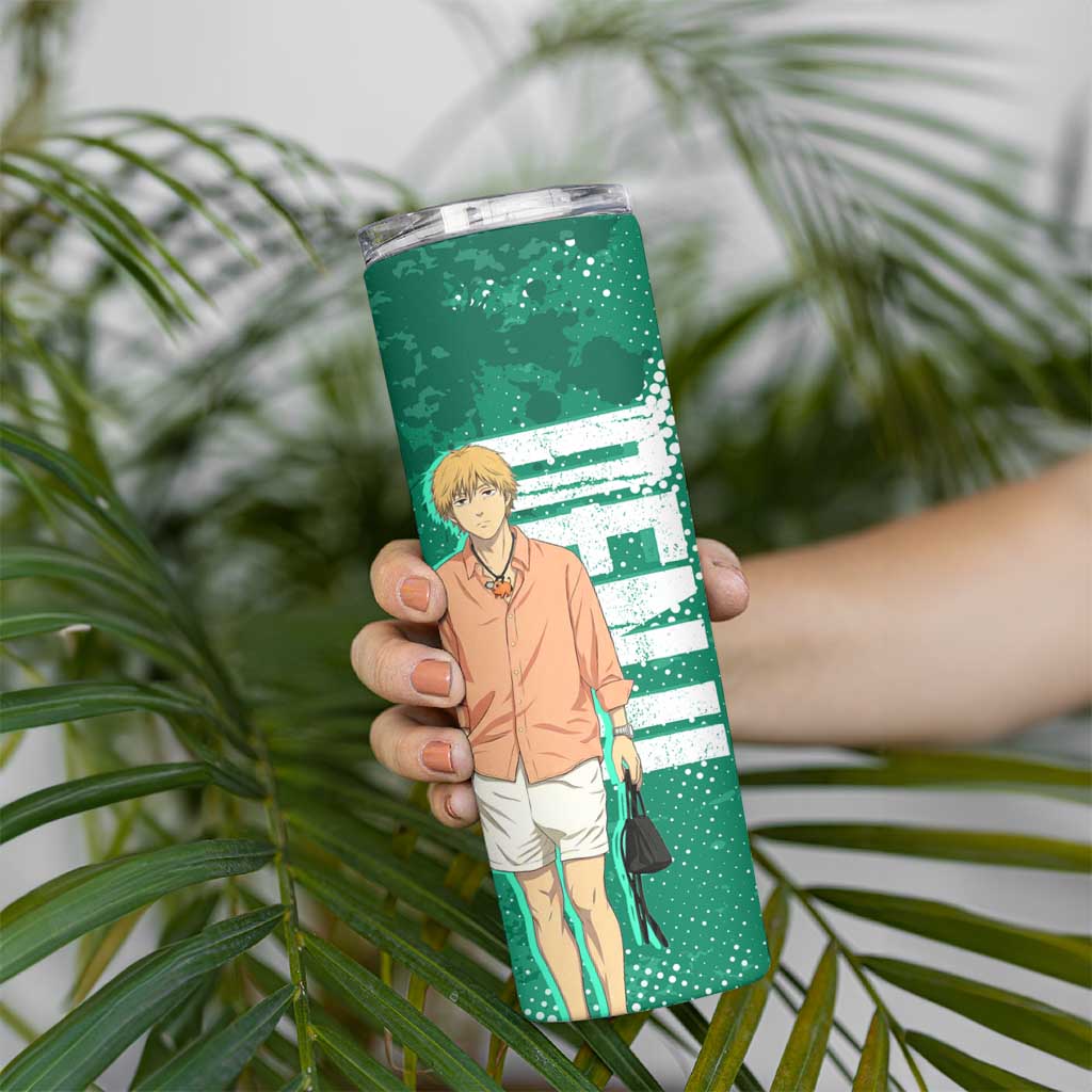 Denji Chainsaw Man Skinny Tumbler Urban Grunge Halftone Style