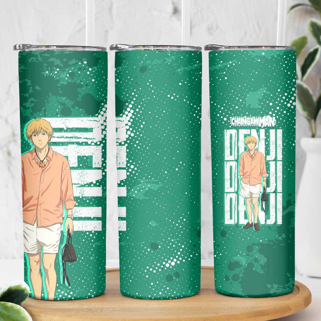 Denji Chainsaw Man Skinny Tumbler Urban Grunge Halftone Style