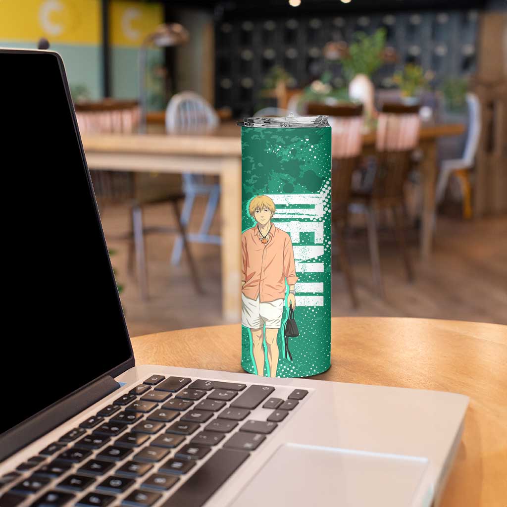 Denji Chainsaw Man Skinny Tumbler Urban Grunge Halftone Style