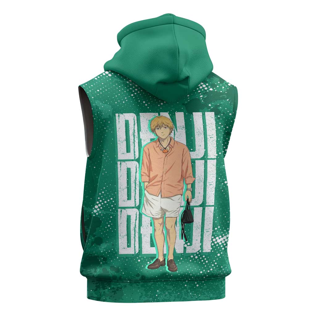 Denji Chainsaw Man Sleeveless Hoodie Urban Grunge Halftone Style