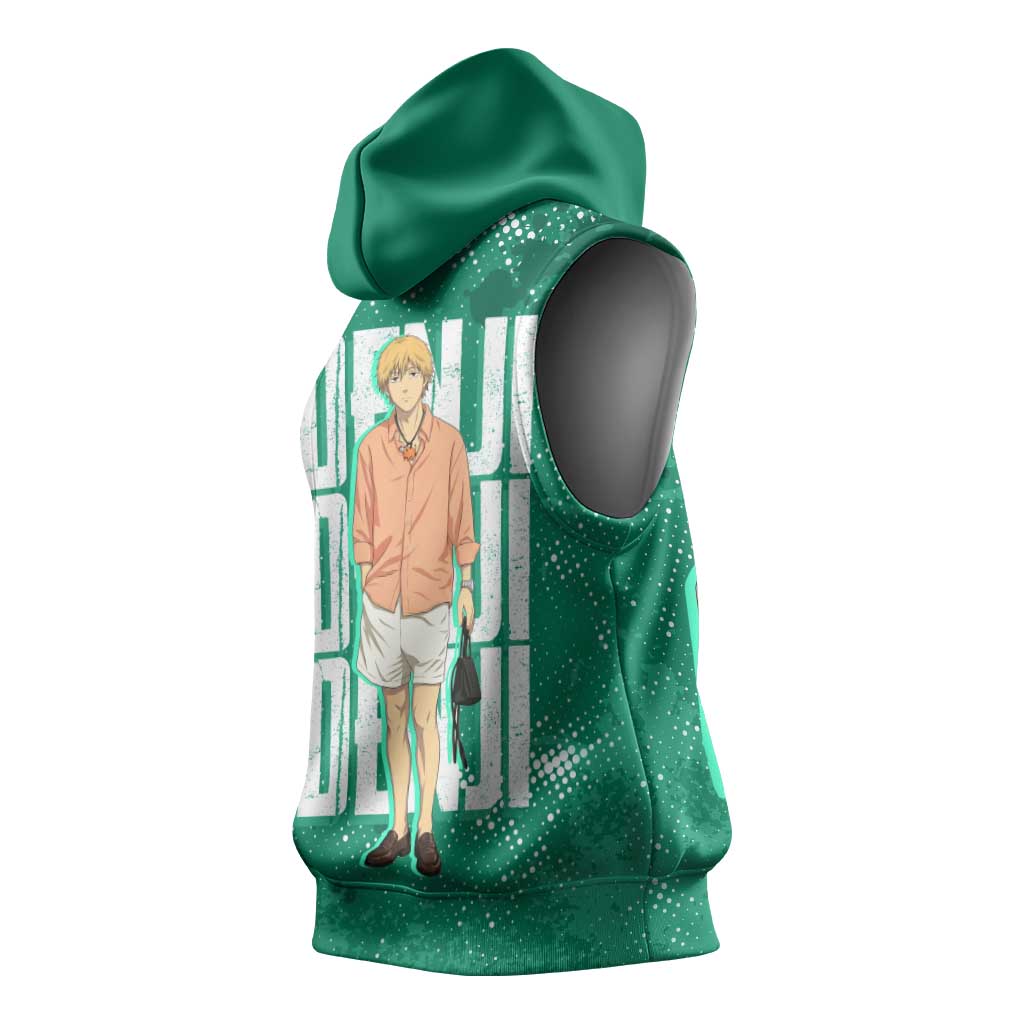 Denji Chainsaw Man Sleeveless Hoodie Urban Grunge Halftone Style
