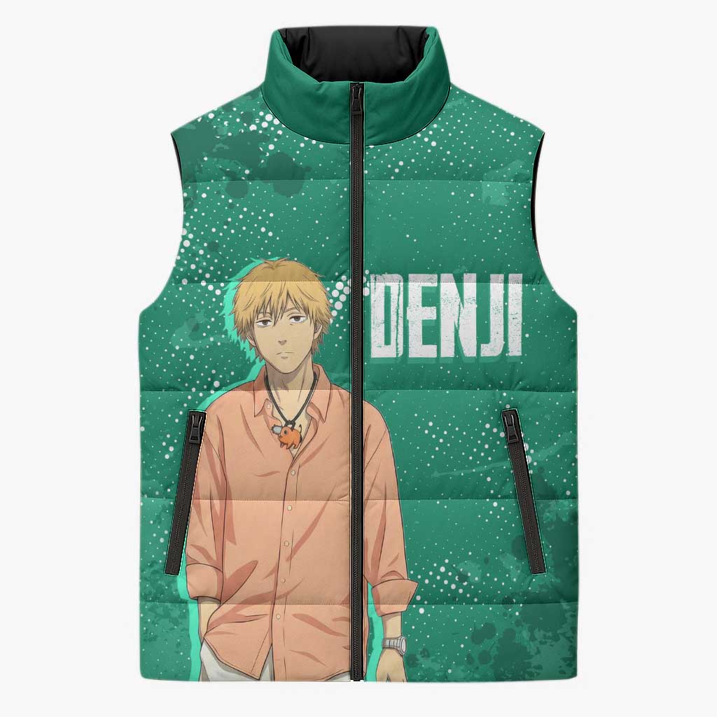 Denji Chainsaw Man Sleeveless Puffer Jacket Urban Grunge Halftone Style