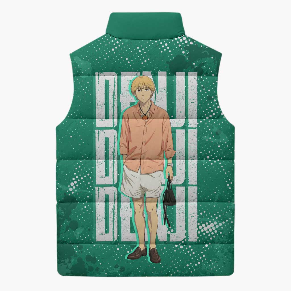 Denji Chainsaw Man Sleeveless Puffer Jacket Urban Grunge Halftone Style