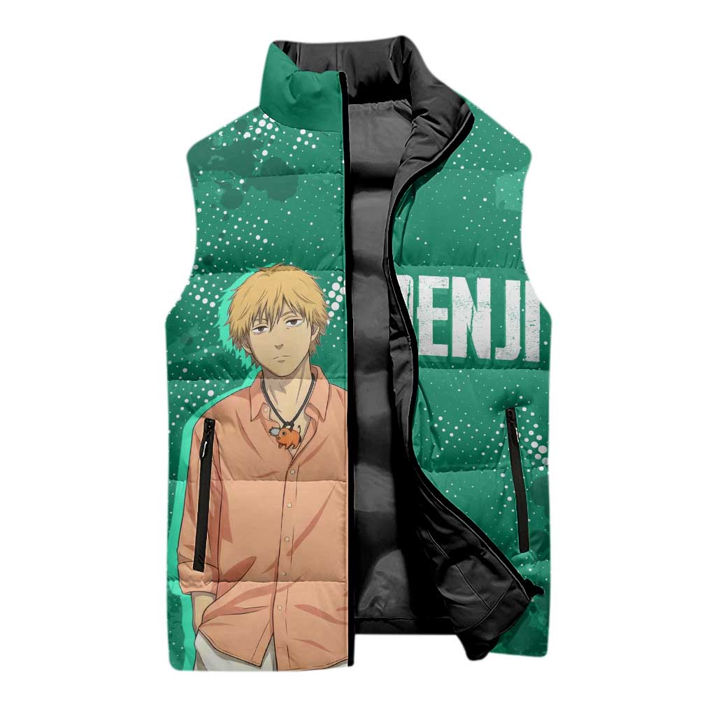 Denji Chainsaw Man Sleeveless Puffer Jacket Urban Grunge Halftone Style