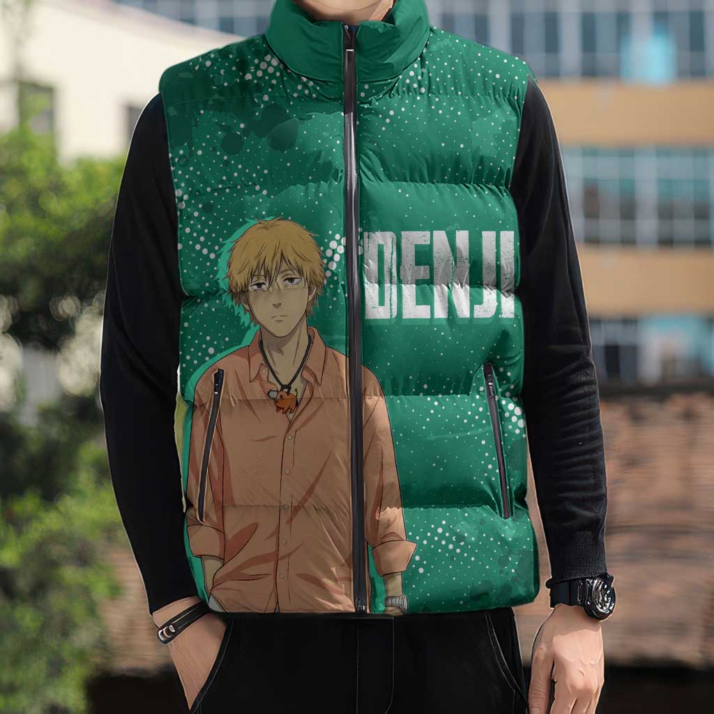 Denji Chainsaw Man Sleeveless Puffer Jacket Urban Grunge Halftone Style