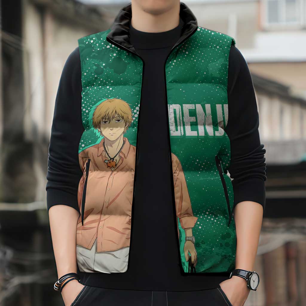 Denji Chainsaw Man Sleeveless Puffer Jacket Urban Grunge Halftone Style