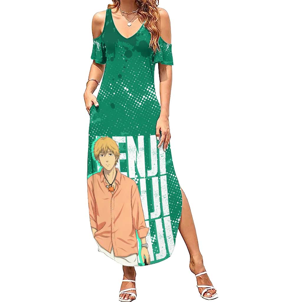 Denji Chainsaw Man Summer Maxi Dress Urban Grunge Halftone Style