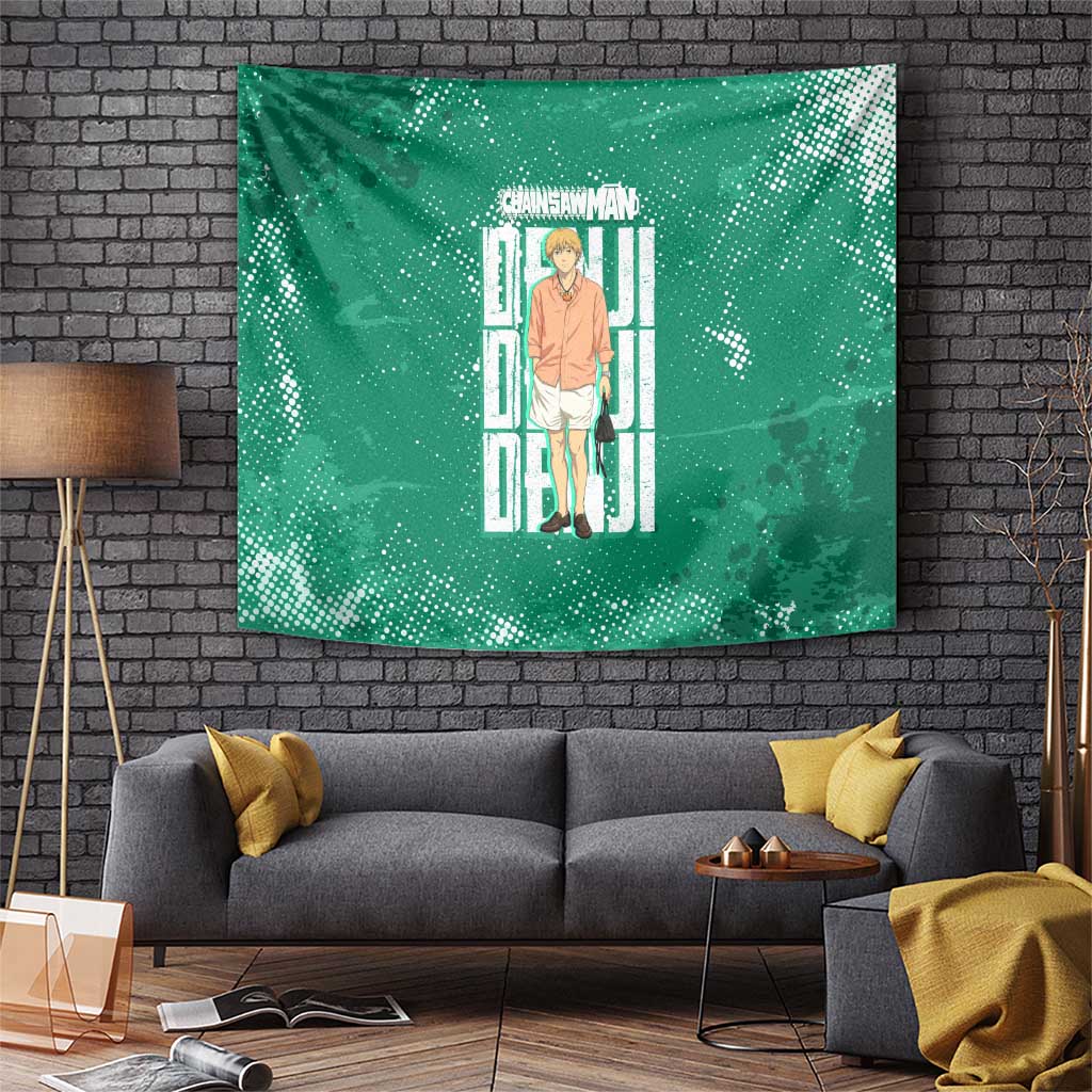 Denji Chainsaw Man Tapestry Urban Grunge Halftone Style