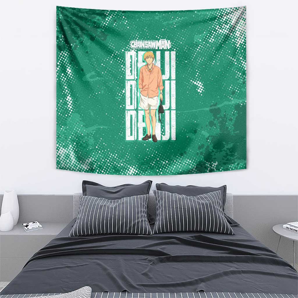 Denji Chainsaw Man Tapestry Urban Grunge Halftone Style