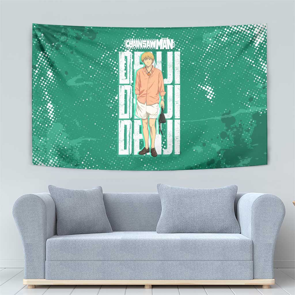 Denji Chainsaw Man Tapestry Urban Grunge Halftone Style