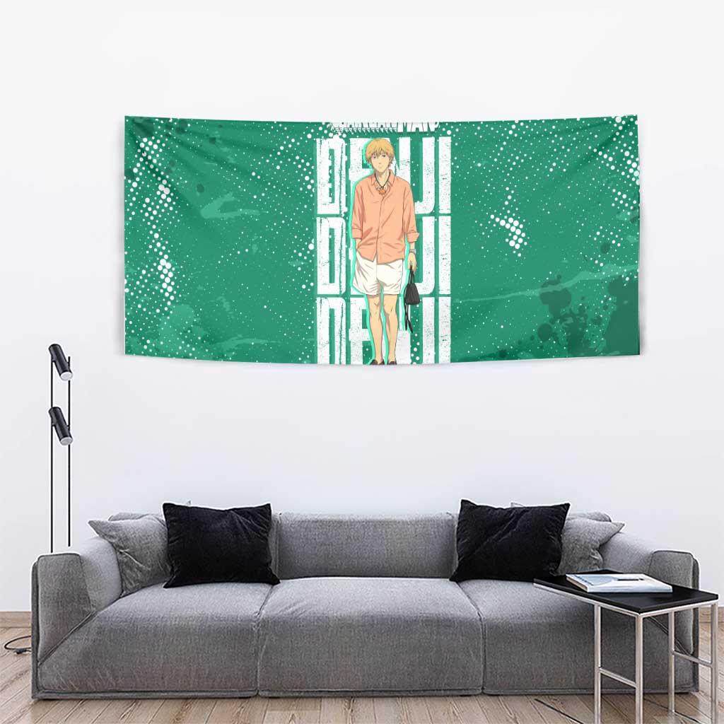 Denji Chainsaw Man Tapestry Urban Grunge Halftone Style