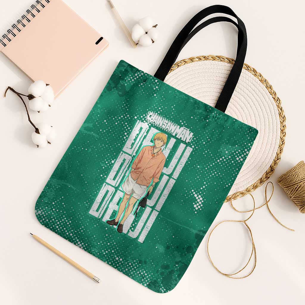 Denji Chainsaw Man Tote Bag Urban Grunge Halftone Style