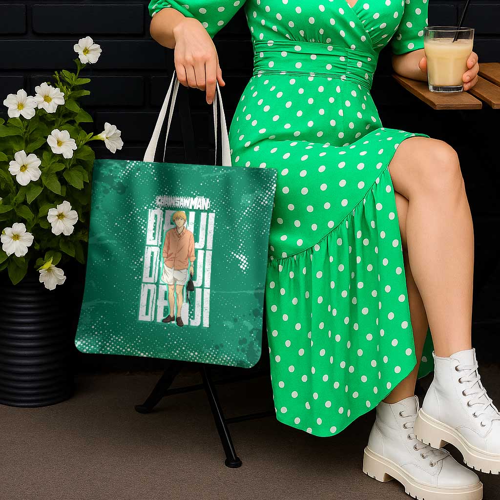 Denji Chainsaw Man Tote Bag Urban Grunge Halftone Style