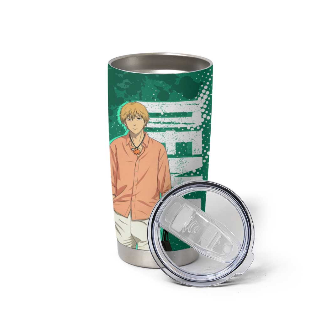 Denji Chainsaw Man Tumbler Cup Urban Grunge Halftone Style
