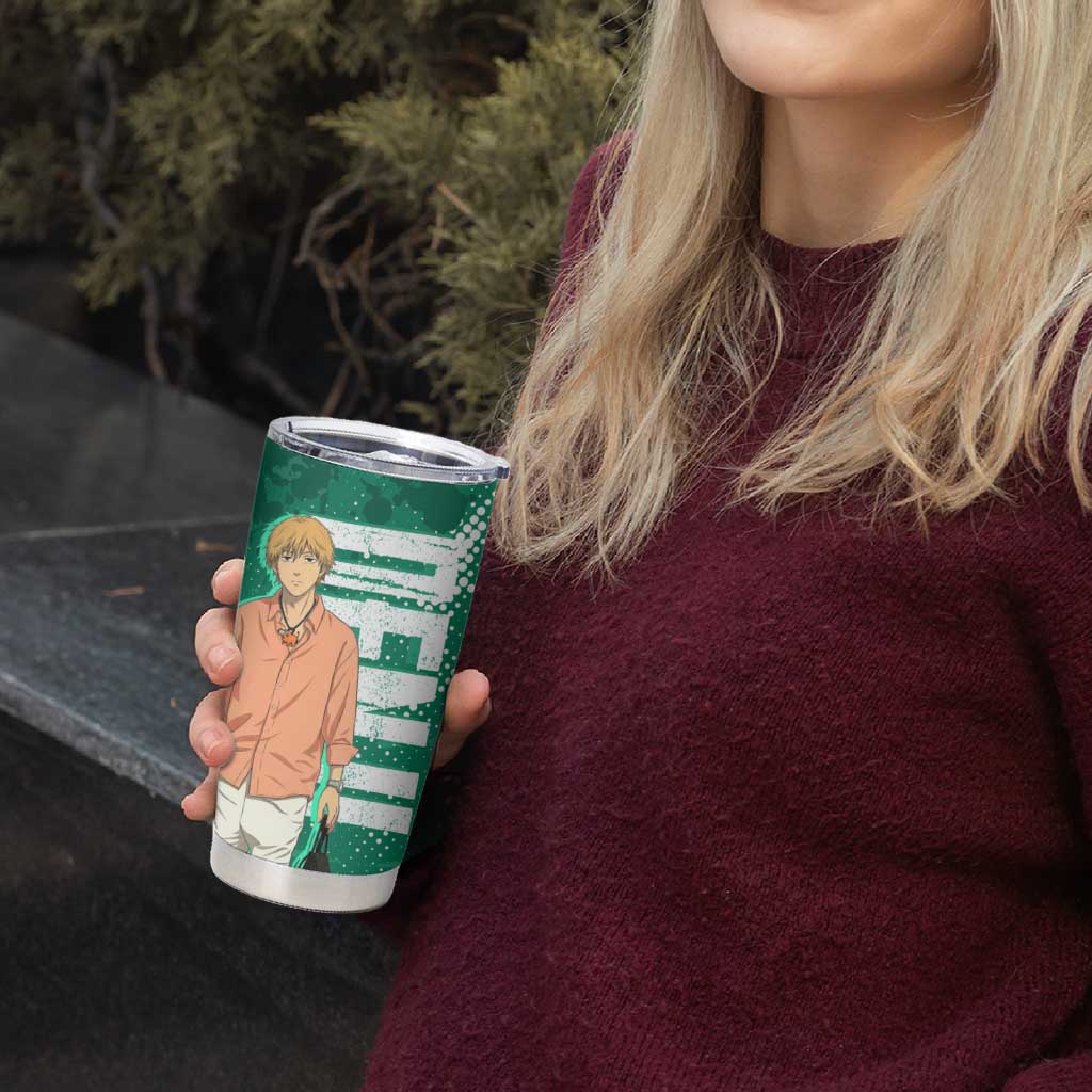Denji Chainsaw Man Tumbler Cup Urban Grunge Halftone Style