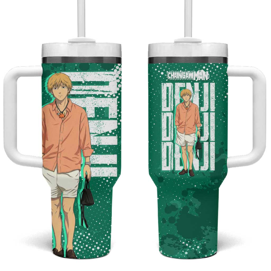 Denji Chainsaw Man Tumbler With Handle Urban Grunge Halftone Style