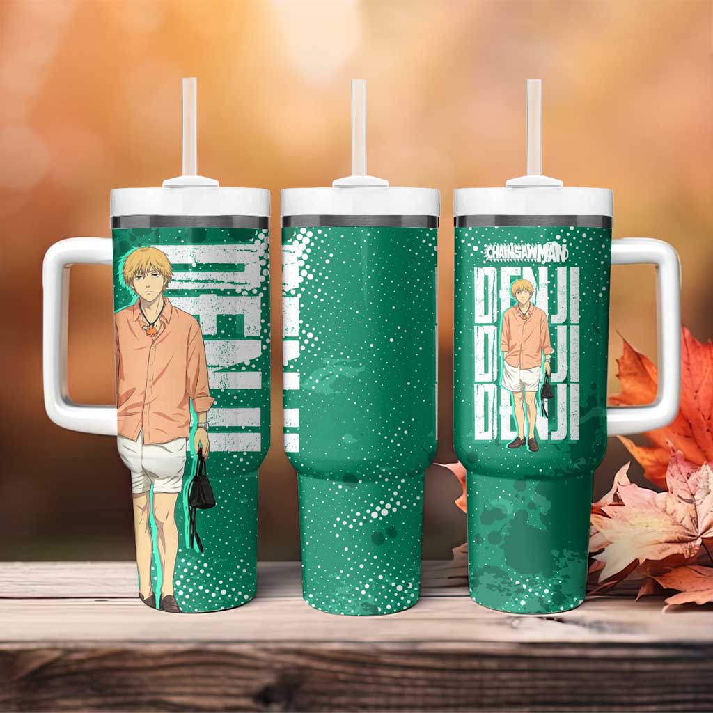 Denji Chainsaw Man Tumbler With Handle Urban Grunge Halftone Style