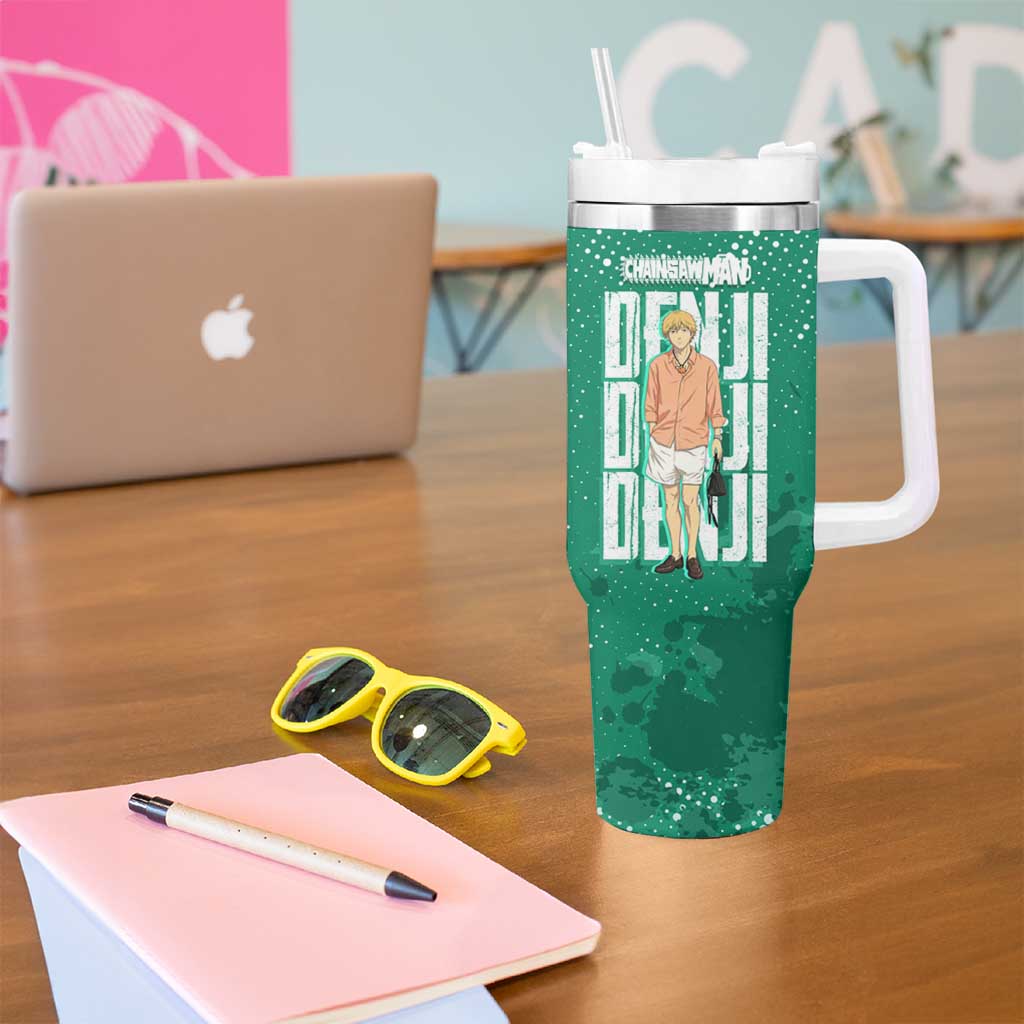 Denji Chainsaw Man Tumbler With Handle Urban Grunge Halftone Style