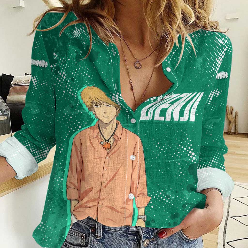 Denji Chainsaw Man Women Casual Shirt Urban Grunge Halftone Style