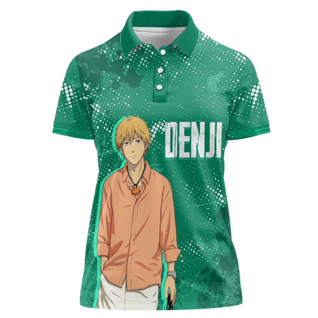 Denji Chainsaw Man Women Polo Shirt Urban Grunge Halftone Style