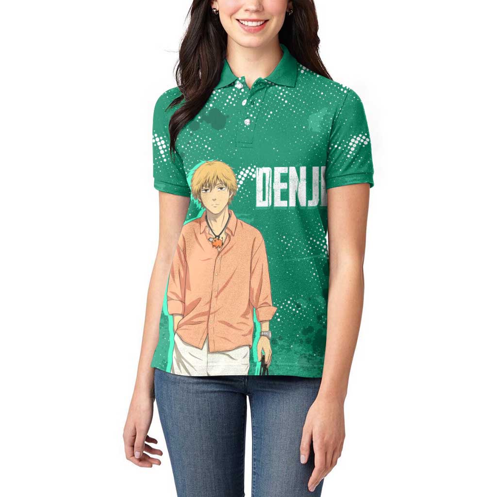 Denji Chainsaw Man Women Polo Shirt Urban Grunge Halftone Style