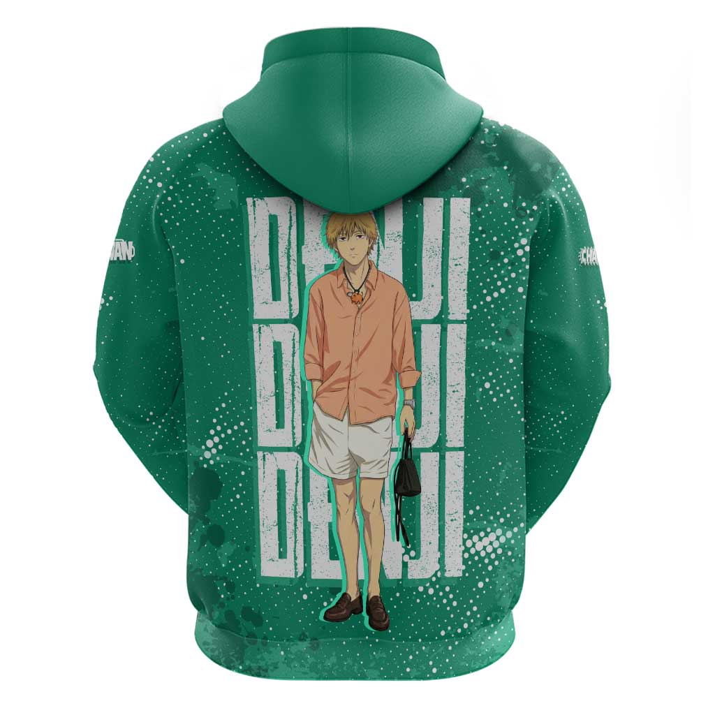 Denji Chainsaw Man Zip Hoodie Urban Grunge Halftone Style