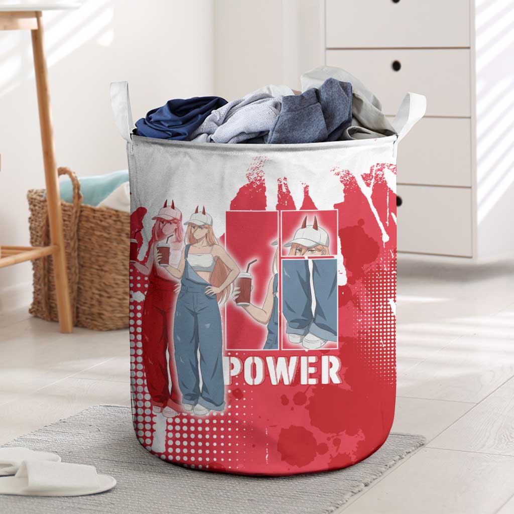Power Chainsaw Man Laundry Basket Grunge Pop Manga Panel Style