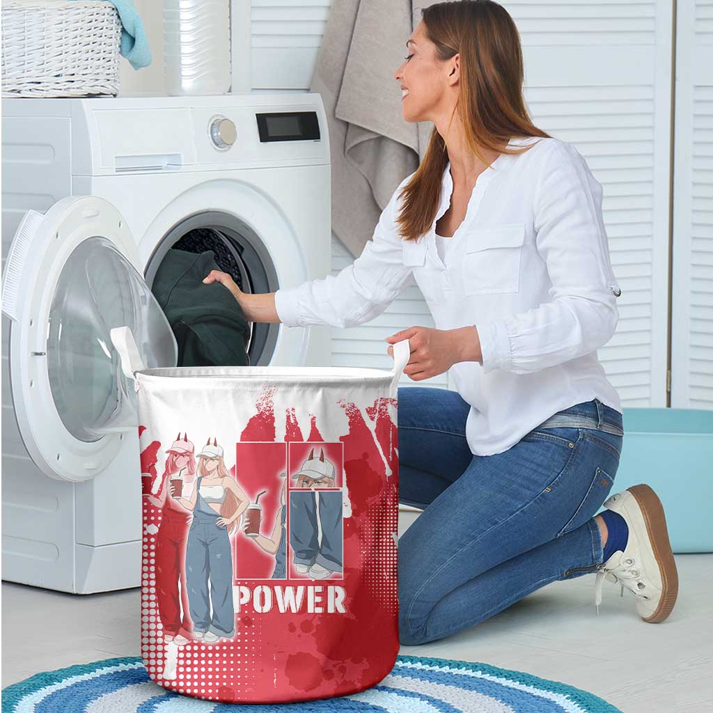 Power Chainsaw Man Laundry Basket Grunge Pop Manga Panel Style