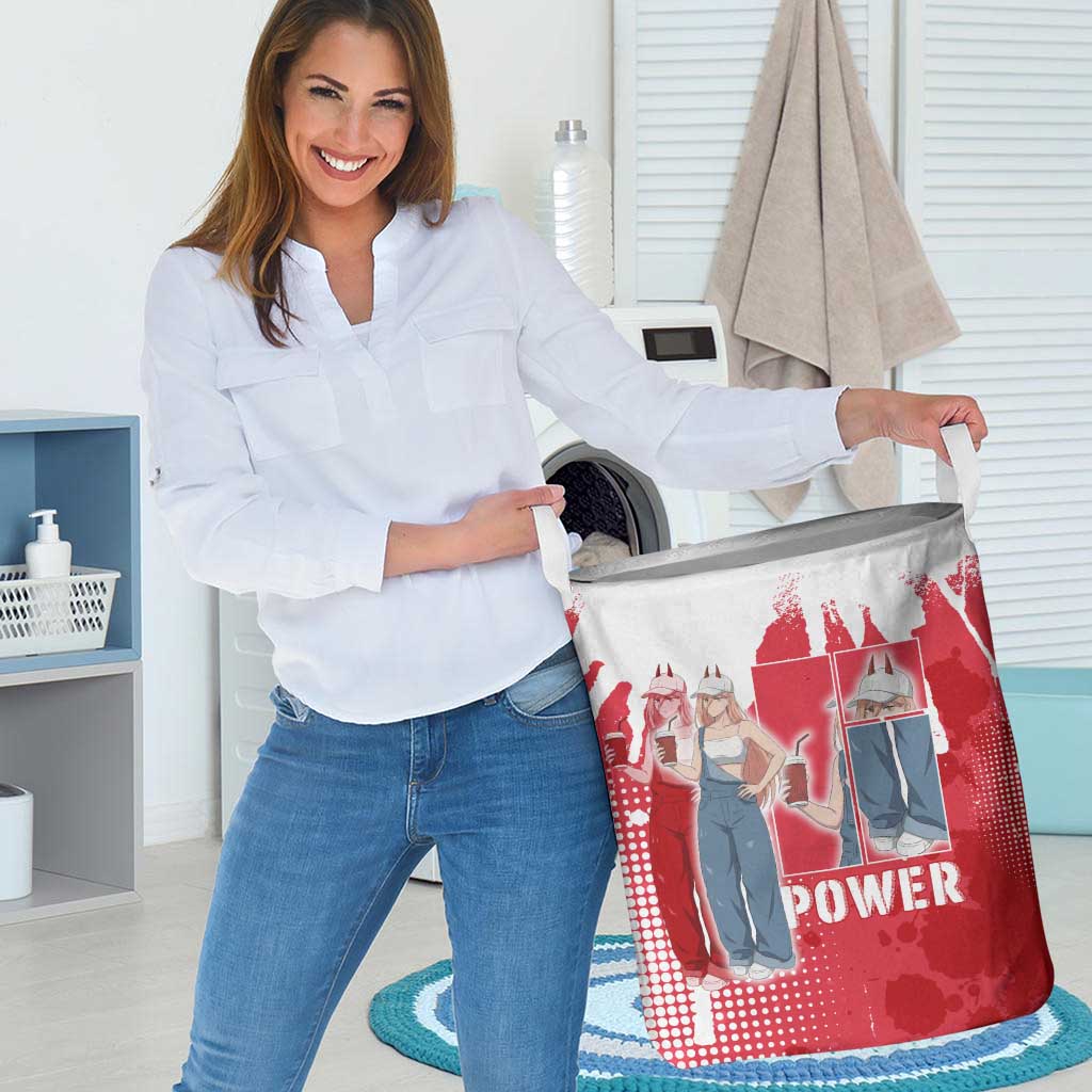 Power Chainsaw Man Laundry Basket Grunge Pop Manga Panel Style