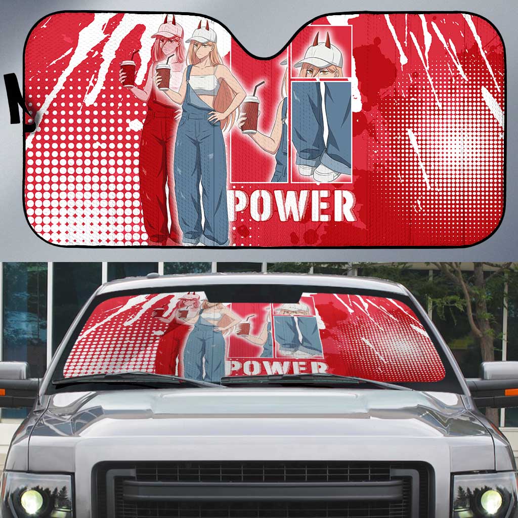 Power Chainsaw Man Auto Sun Shade Grunge Pop Manga Panel Style