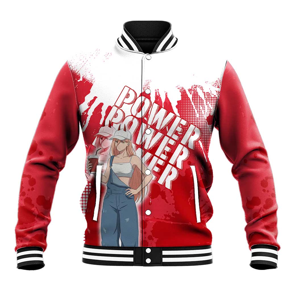 Power Chainsaw Man Baseball Jacket Grunge Pop Manga Panel Style