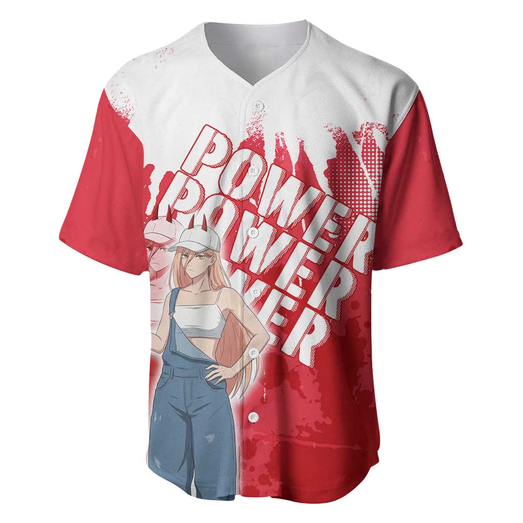 Power Chainsaw Man Baseball Jersey Grunge Pop Manga Panel Style