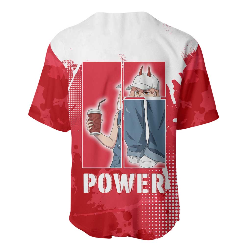 Power Chainsaw Man Baseball Jersey Grunge Pop Manga Panel Style