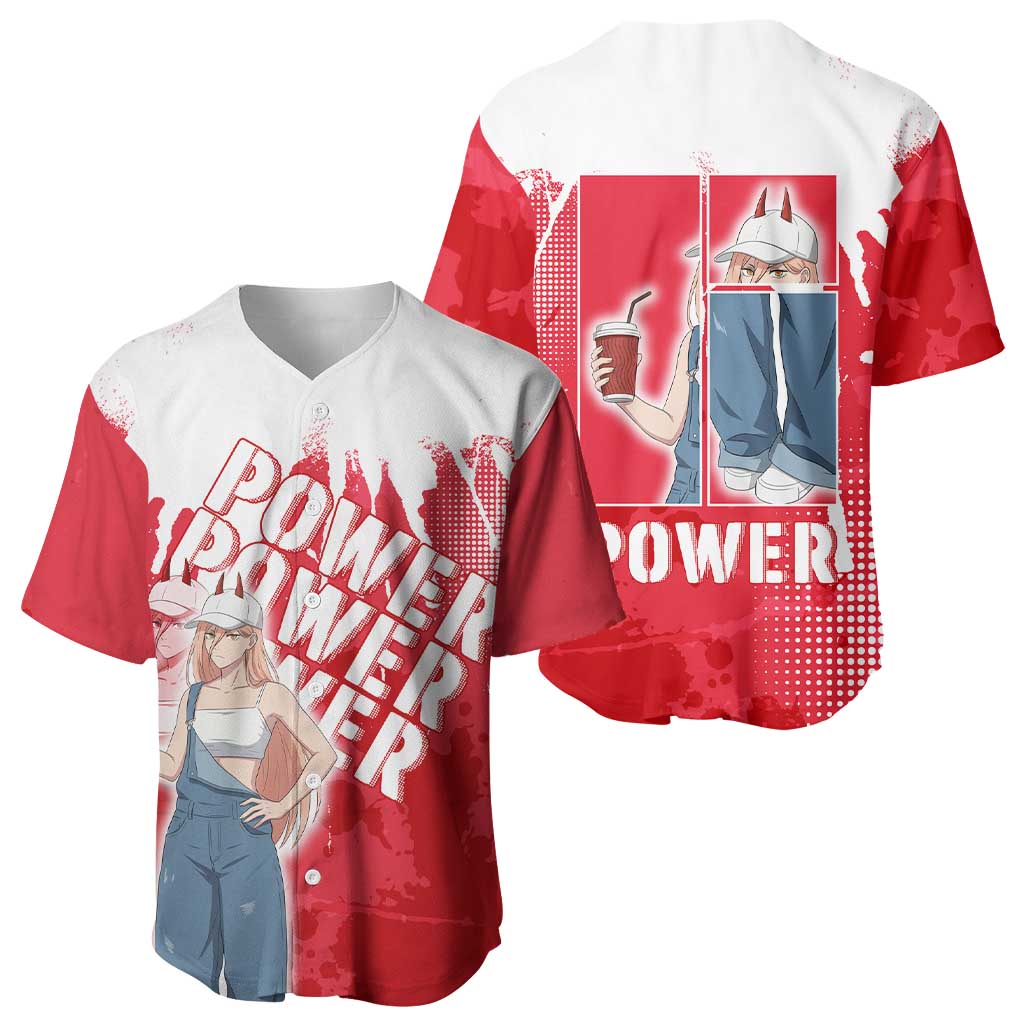 Power Chainsaw Man Baseball Jersey Grunge Pop Manga Panel Style