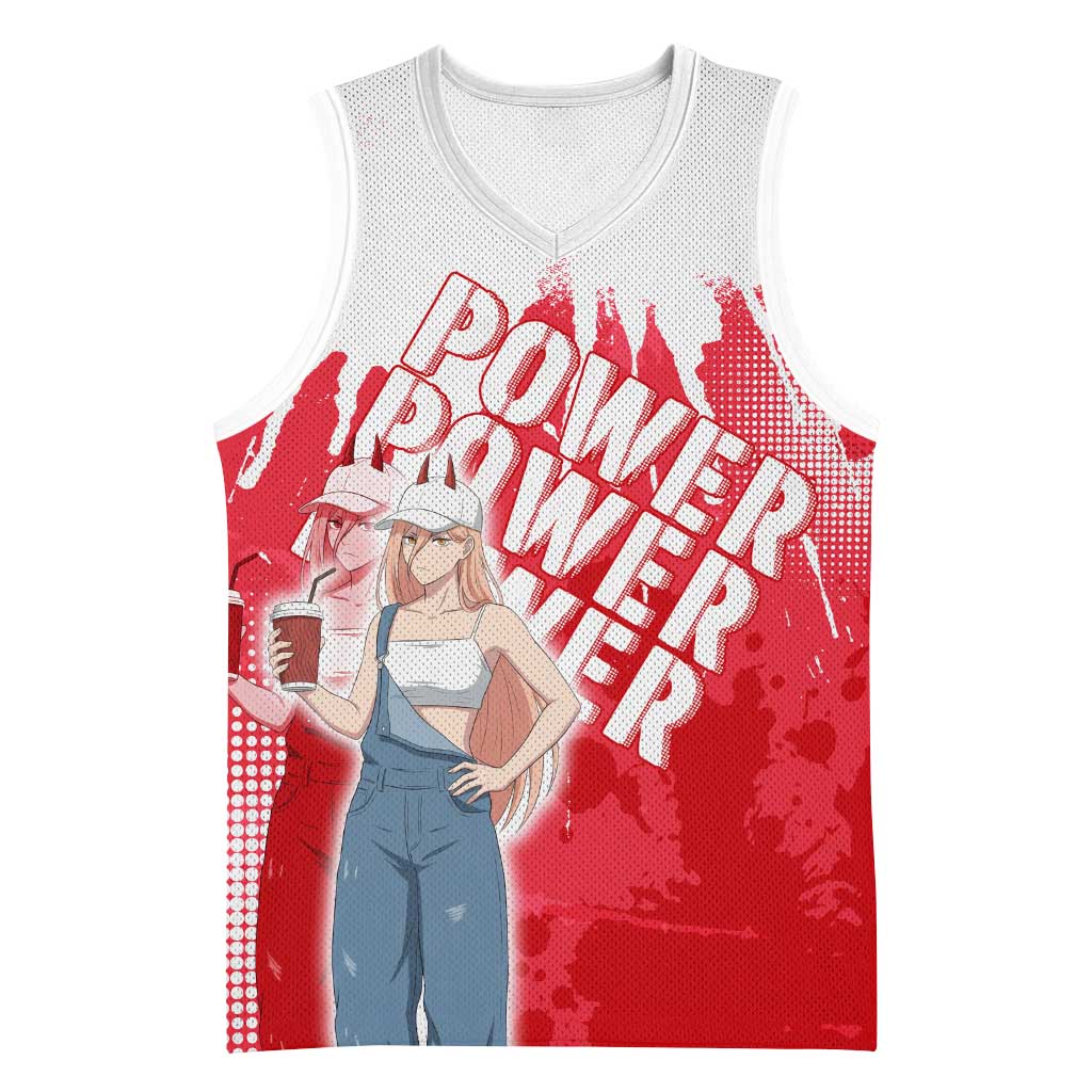 Power Chainsaw Man Basketball Jersey Grunge Pop Manga Panel Style