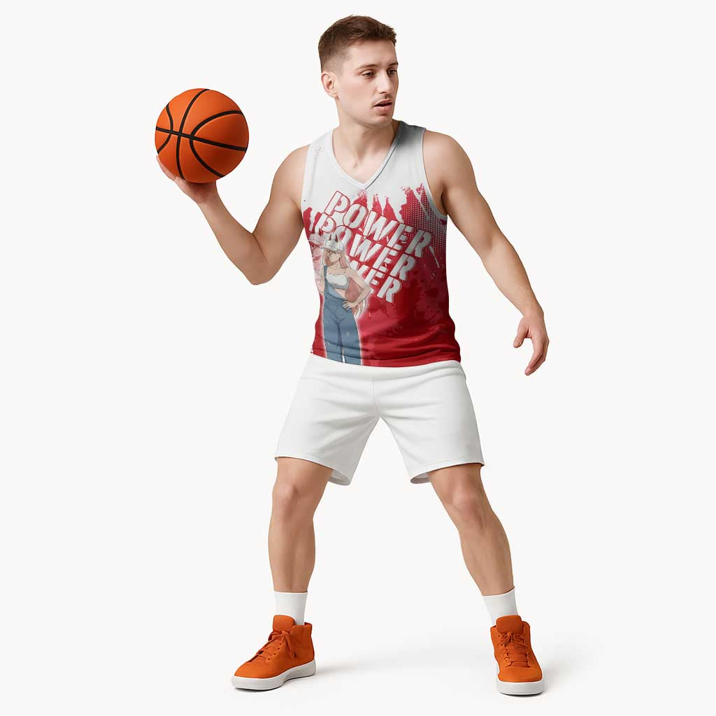 Power Chainsaw Man Basketball Jersey Grunge Pop Manga Panel Style