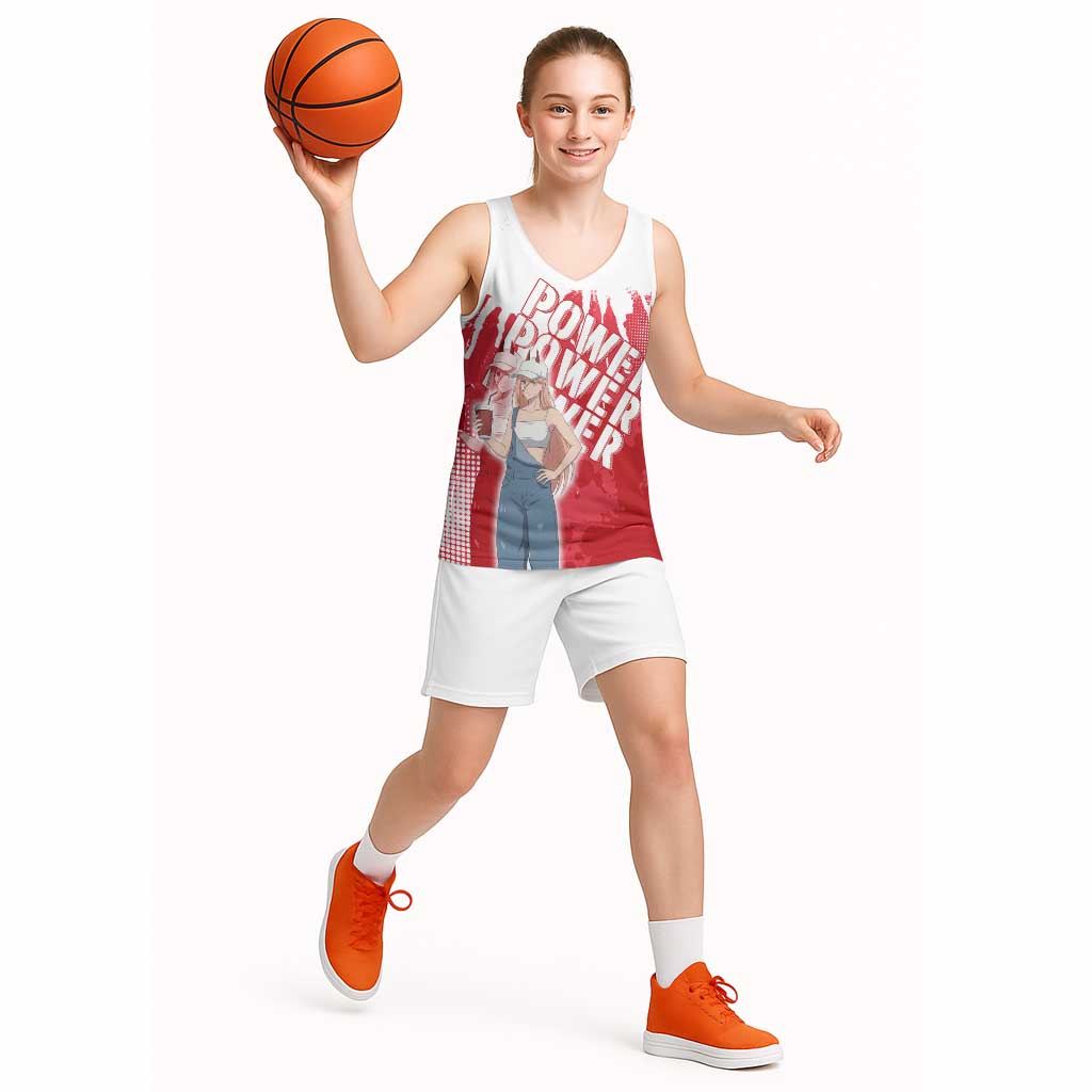 Power Chainsaw Man Basketball Jersey Grunge Pop Manga Panel Style