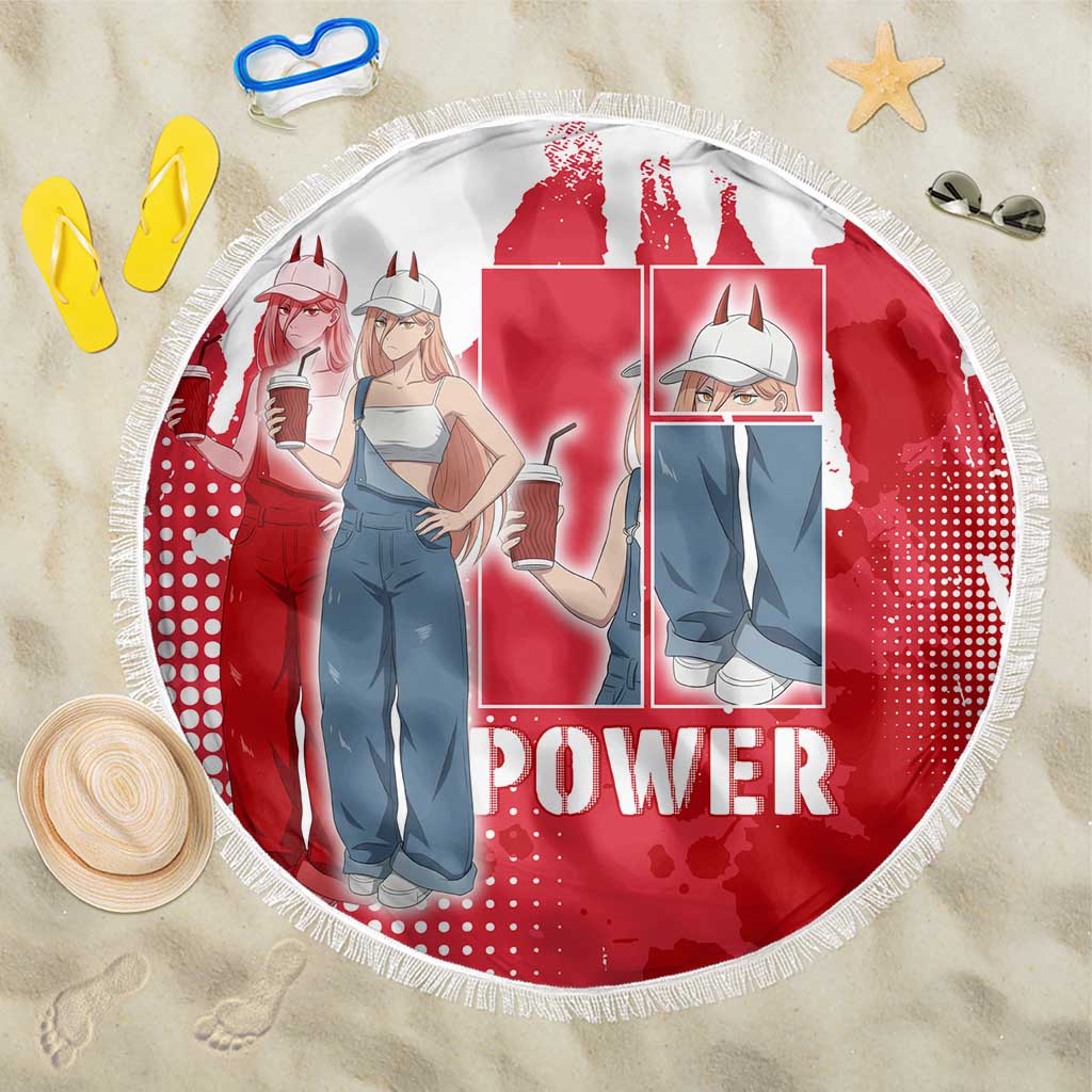 Power Chainsaw Man Beach Blanket Grunge Pop Manga Panel Style