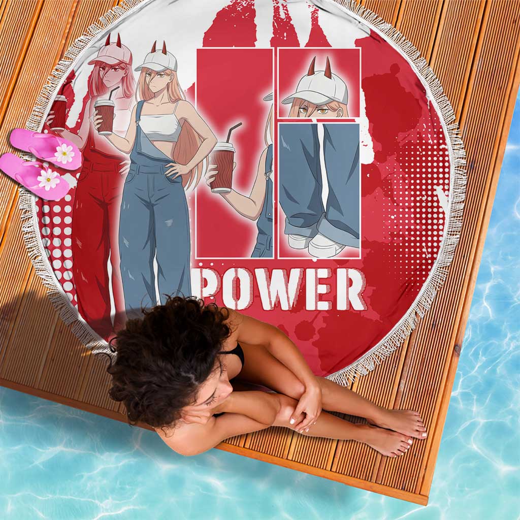 Power Chainsaw Man Beach Blanket Grunge Pop Manga Panel Style