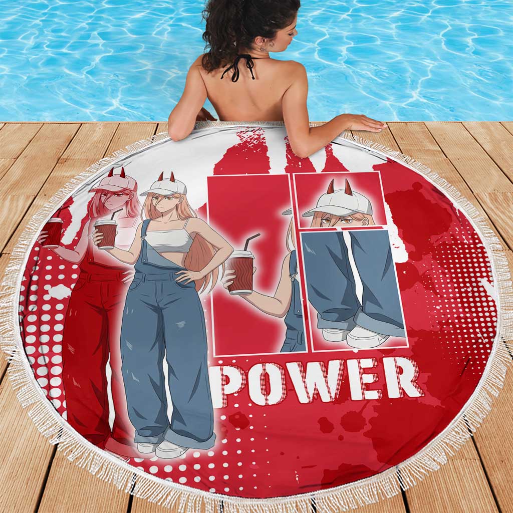 Power Chainsaw Man Beach Blanket Grunge Pop Manga Panel Style