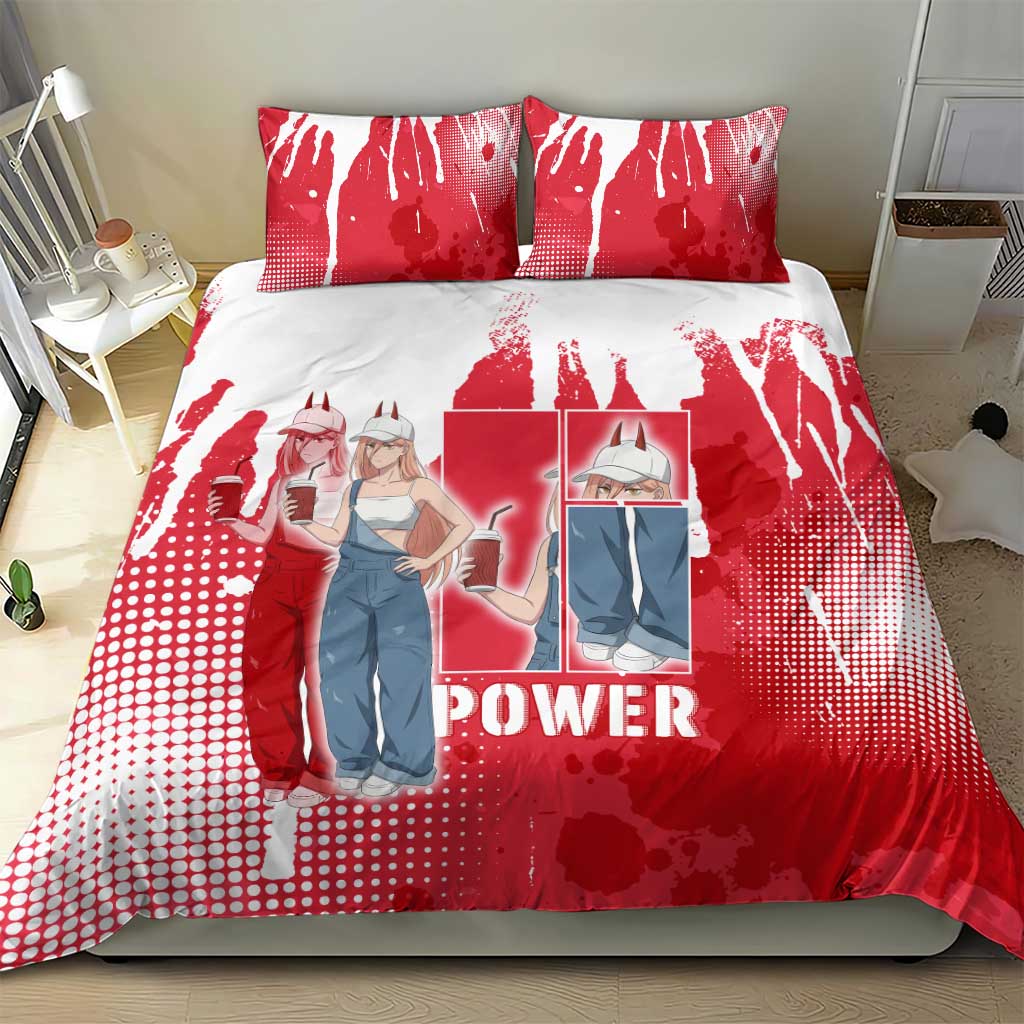 Power Chainsaw Man Bedding Set Grunge Pop Manga Panel Style