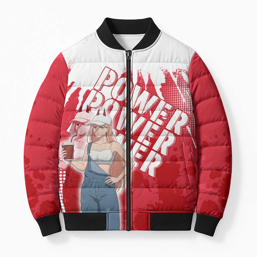 Power Chainsaw Man Bomber Puffer Jacket Grunge Pop Manga Panel Style