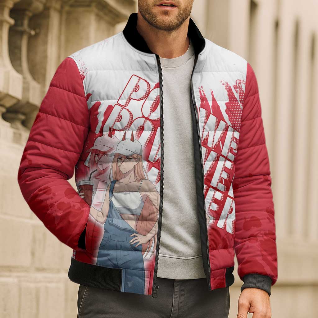 Power Chainsaw Man Bomber Puffer Jacket Grunge Pop Manga Panel Style