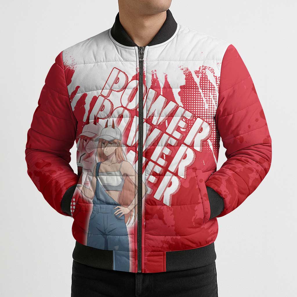 Power Chainsaw Man Bomber Puffer Jacket Grunge Pop Manga Panel Style