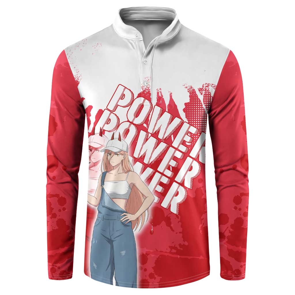 Power Chainsaw Man Button Sweatshirt Grunge Pop Manga Panel Style