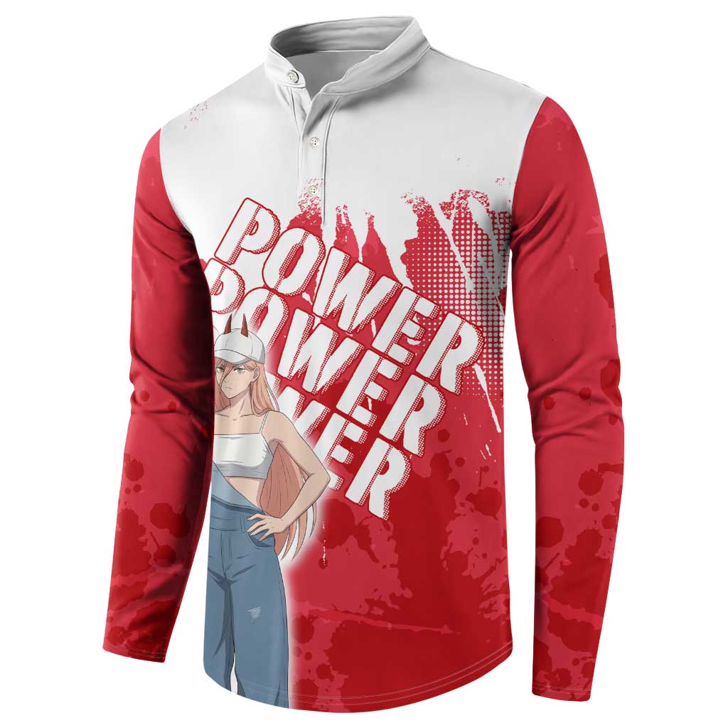 Power Chainsaw Man Button Sweatshirt Grunge Pop Manga Panel Style